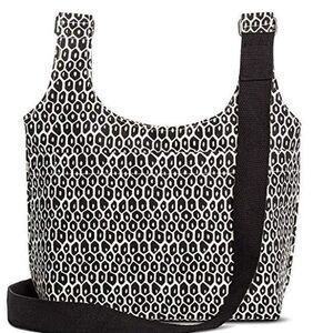 NWT Flora Black and White Art Deco Print Camden Canvas Crossbody Bag